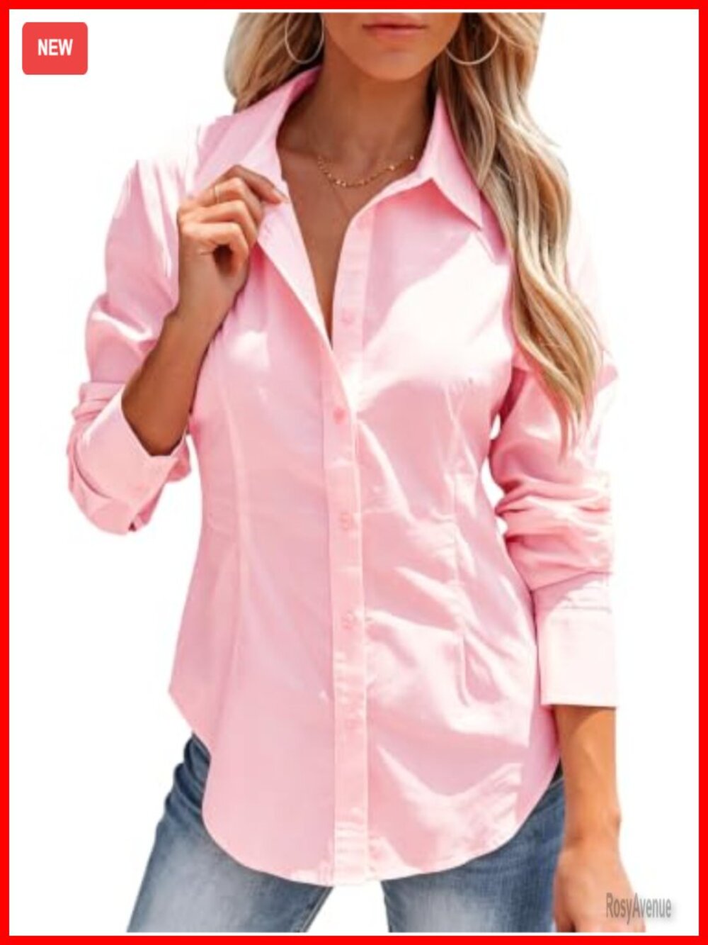 Women's Button Down Shirt Long Sleeve Wrinkle Free Collared Blouse
